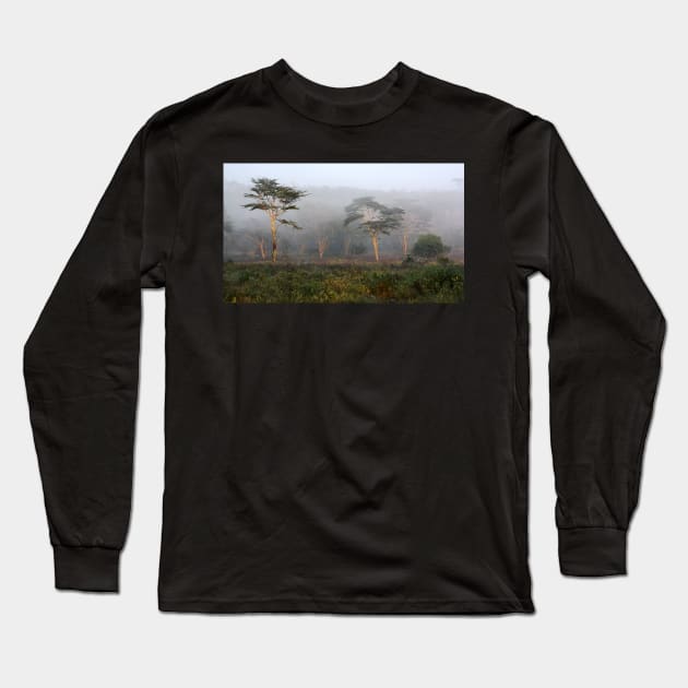 Foggy Morning, Lake Nakuru, Kenya Long Sleeve T-Shirt by Carole-Anne